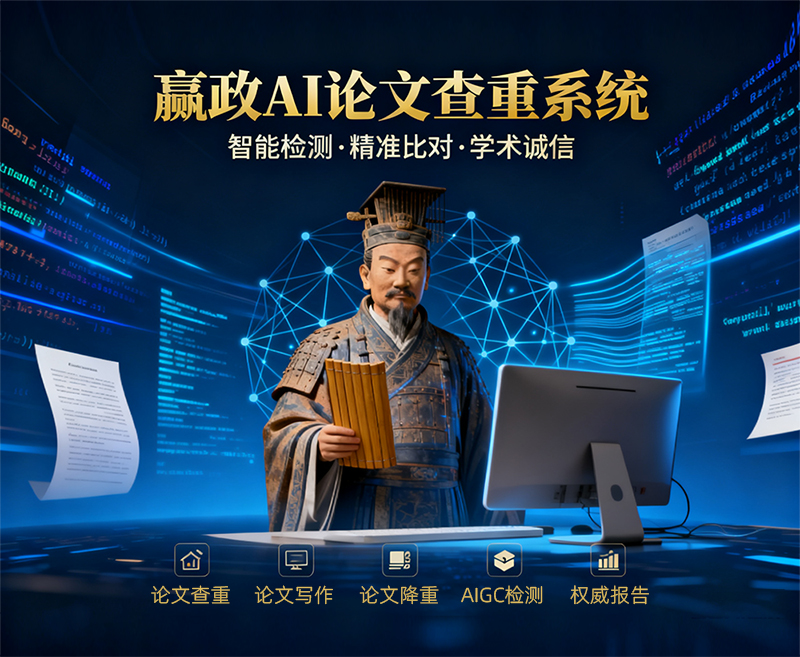 嬴政AI论文查重工具界面展示，智能查重操作界面